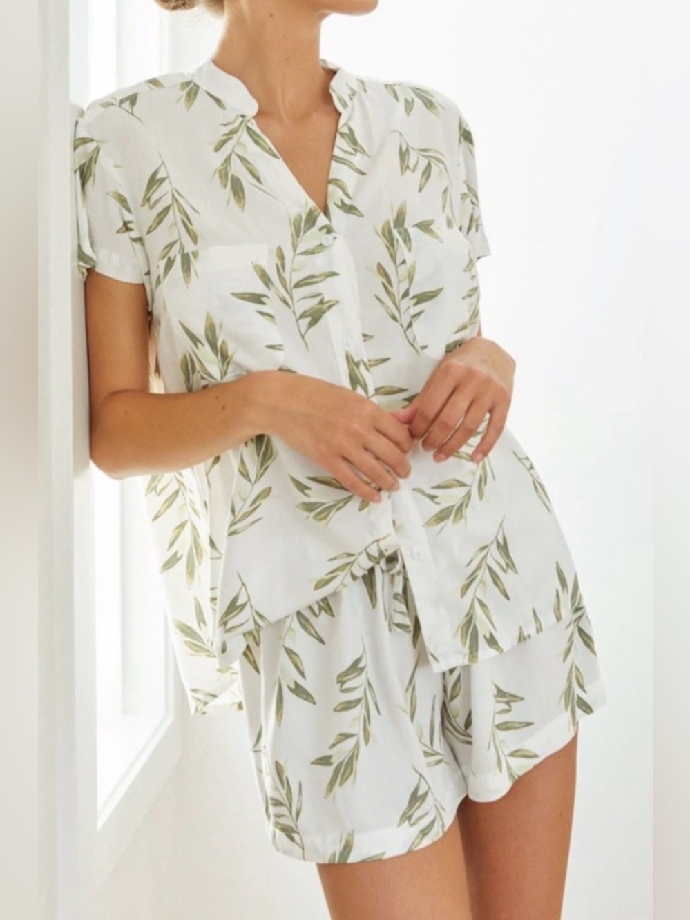 Piyama Maggie Women's Olive Branch Print Pajama Set Size XS